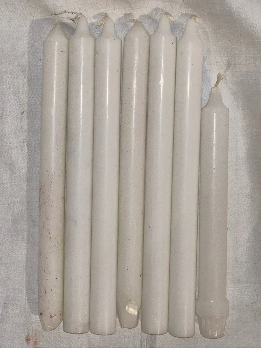 White Ivory Taper Dinner Candles Set of 7 Unused Mixed Sizes Table Decor